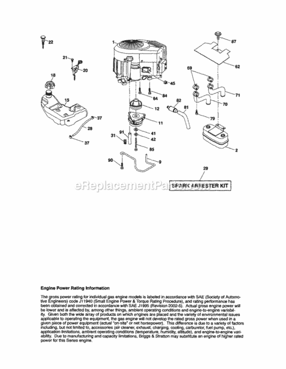 Page E Diagram and Parts List for  Craftsman Lawn Tractor