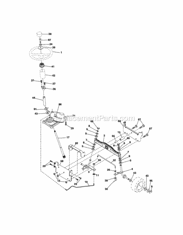 Page E Diagram and Parts List for  Craftsman Lawn Tractor