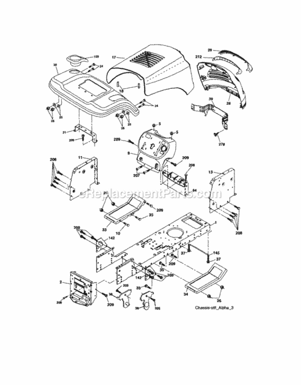 Page B Diagram and Parts List for  Craftsman Lawn Tractor