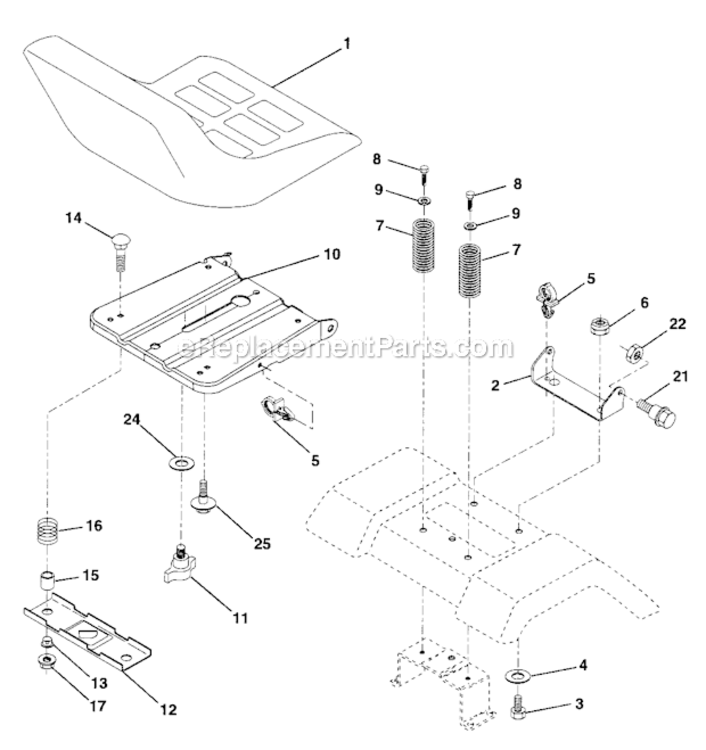 Seat Diagram and Parts List for  Craftsman Lawn Tractor