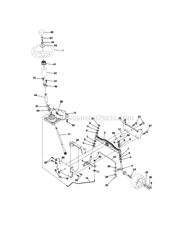 Page E Diagram and Parts List for  Craftsman Lawn Tractor