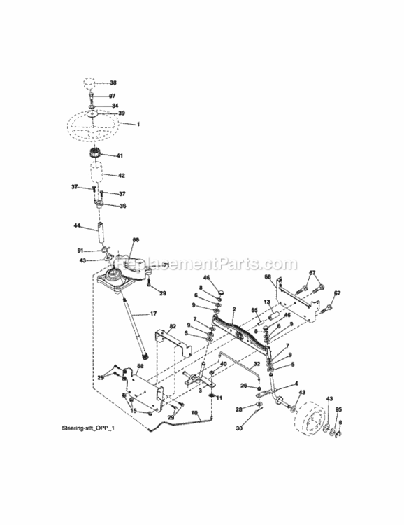 Page E Diagram and Parts List for  Craftsman Lawn Tractor
