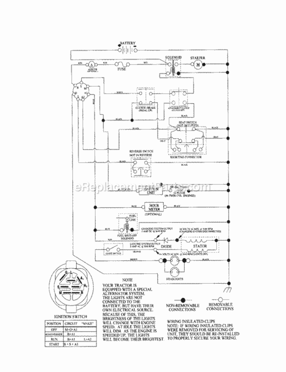 Page K Diagram and Parts List for  Craftsman Lawn Tractor