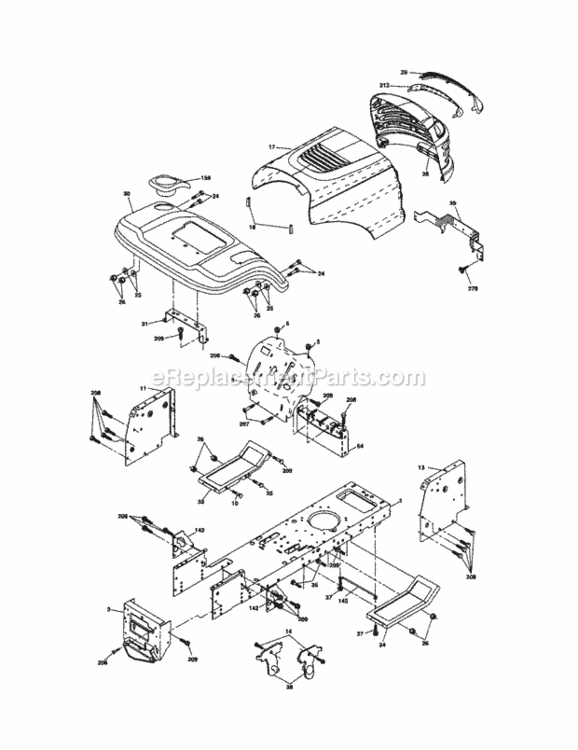 Page B Diagram and Parts List for  Craftsman Lawn Tractor