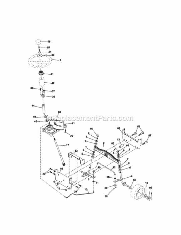 Page E Diagram and Parts List for  Craftsman Lawn Tractor