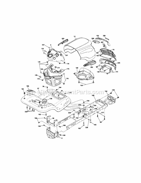 Page B Diagram and Parts List for  Craftsman Lawn Tractor