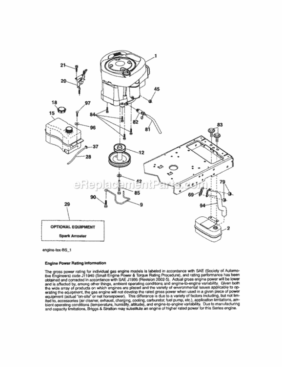 Page D Diagram and Parts List for  Craftsman Lawn Tractor