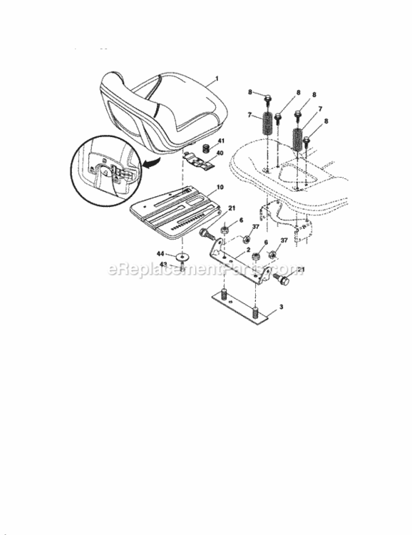 Page F Diagram and Parts List for  Craftsman Lawn Tractor
