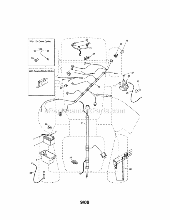 Electrical Diagram and Parts List for  Craftsman Lawn Tractor