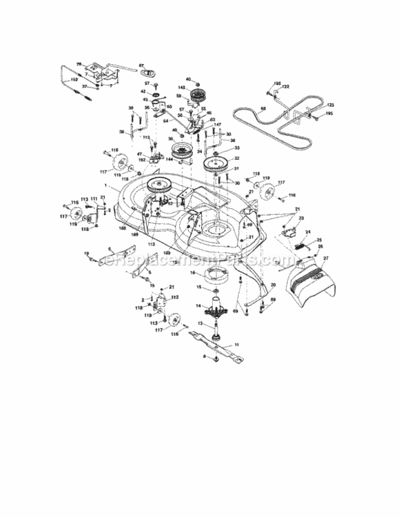 Mower_Deck Diagram and Parts List for  Craftsman Lawn Tractor