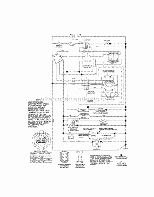 Page K Diagram and Parts List for  Craftsman Lawn Tractor