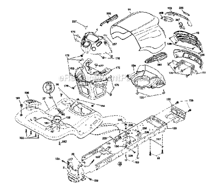Chassis  Enclosures Diagram and Parts List for  Craftsman Lawn Tractor