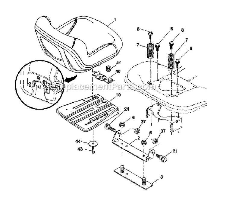 Seat Diagram and Parts List for  Craftsman Lawn Tractor