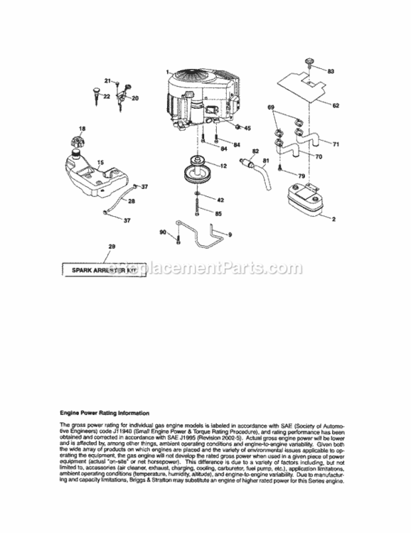 Page E Diagram and Parts List for  Craftsman Lawn Tractor
