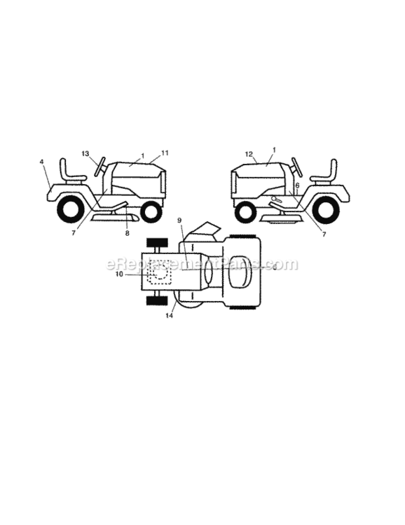 Page H Diagram and Parts List for  Craftsman Lawn Tractor