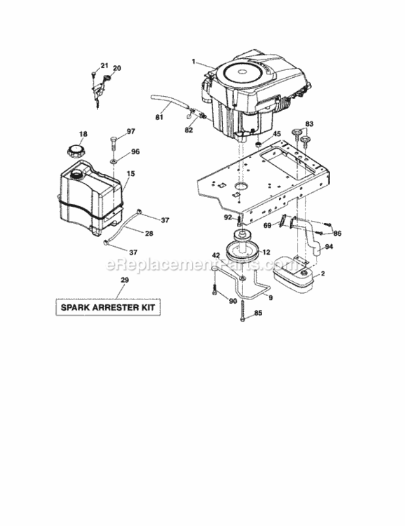 Page D Diagram and Parts List for  Craftsman Lawn Tractor