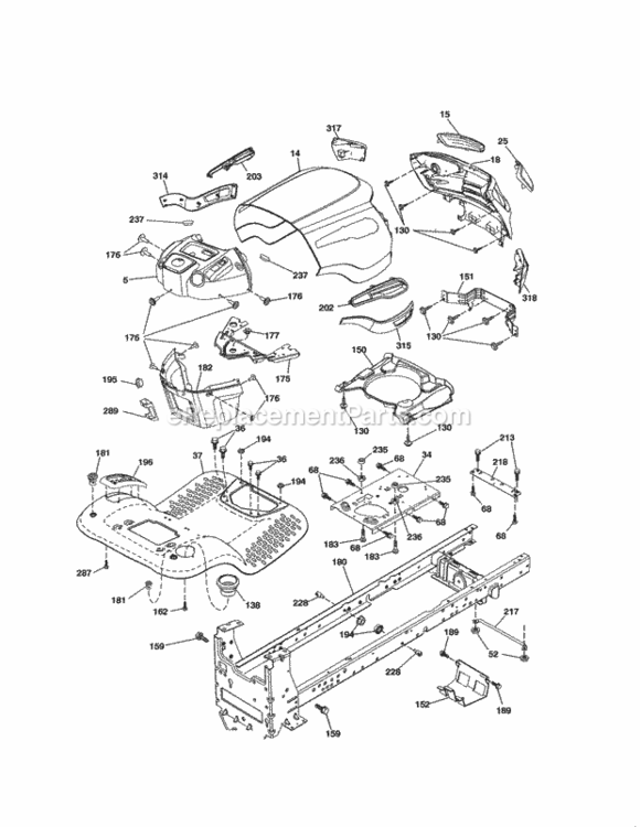 Page B Diagram and Parts List for  Craftsman Lawn Tractor