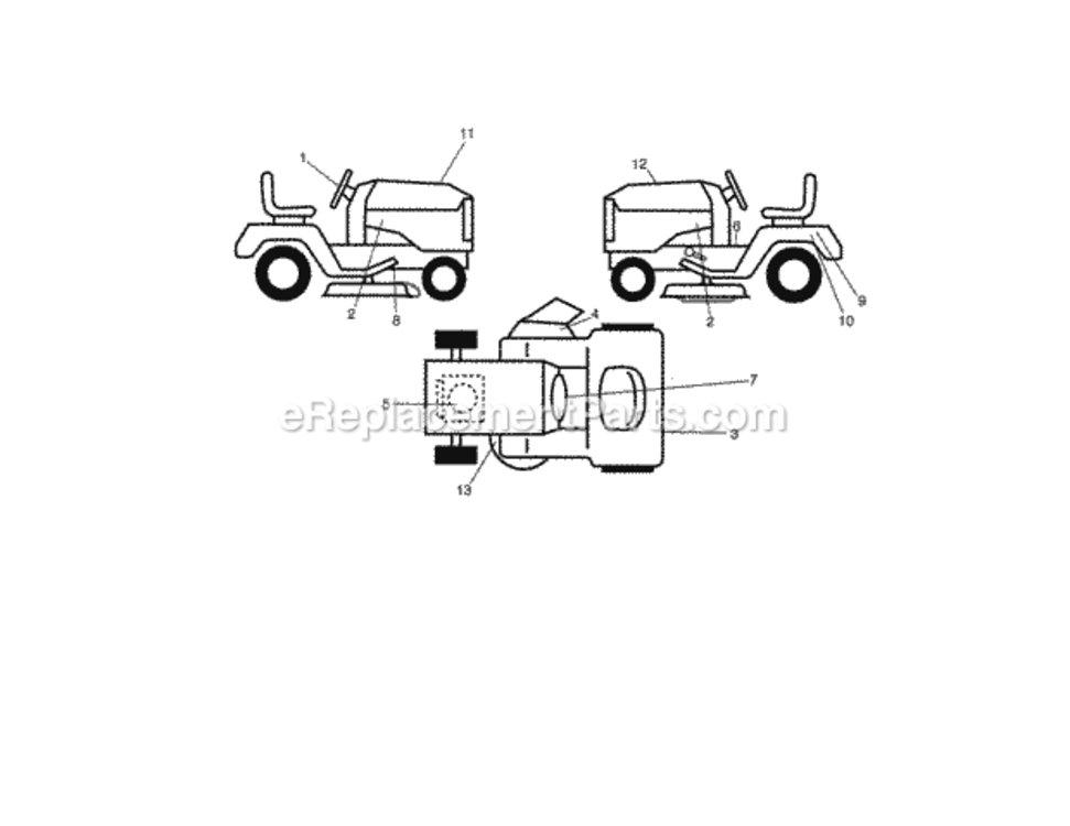 Decals Diagram and Parts List for  Craftsman Lawn Tractor