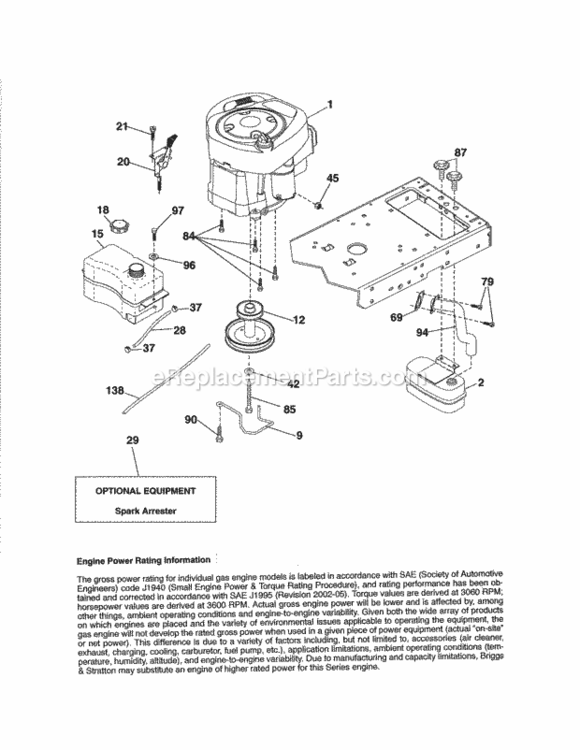 Page D Diagram and Parts List for  Craftsman Lawn Tractor
