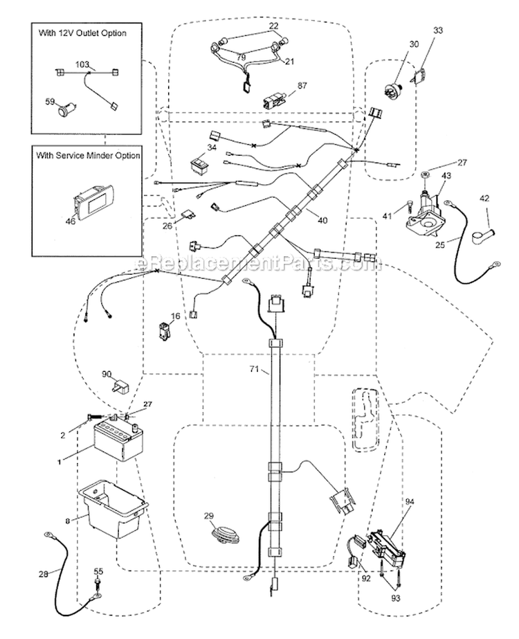 Electrical Diagram and Parts List for  Craftsman Lawn Tractor