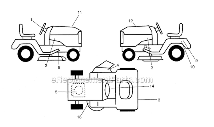 Decals Diagram and Parts List for  Craftsman Lawn Tractor
