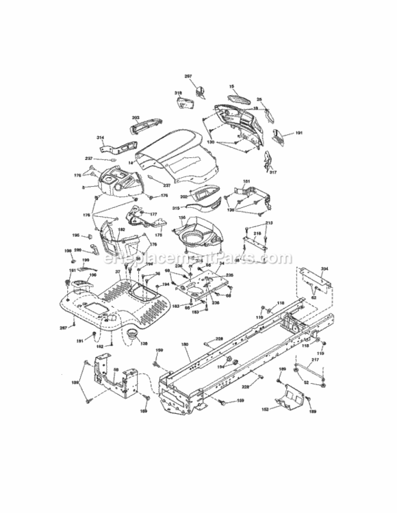 Page B Diagram and Parts List for  Craftsman Lawn Tractor