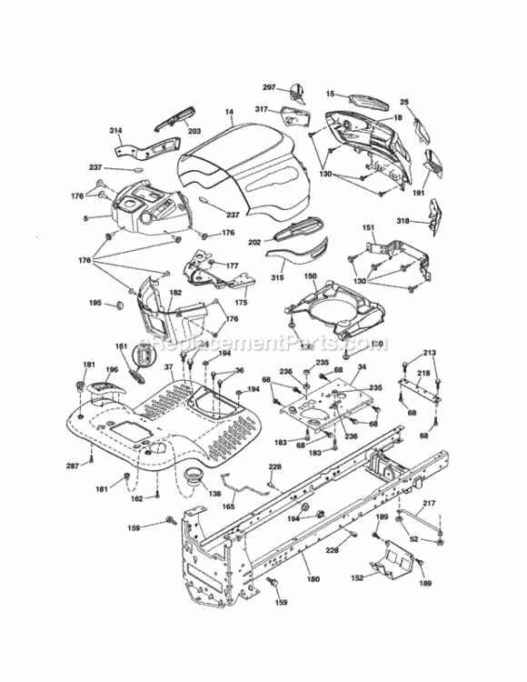 Page B Diagram and Parts List for  Craftsman Lawn Tractor