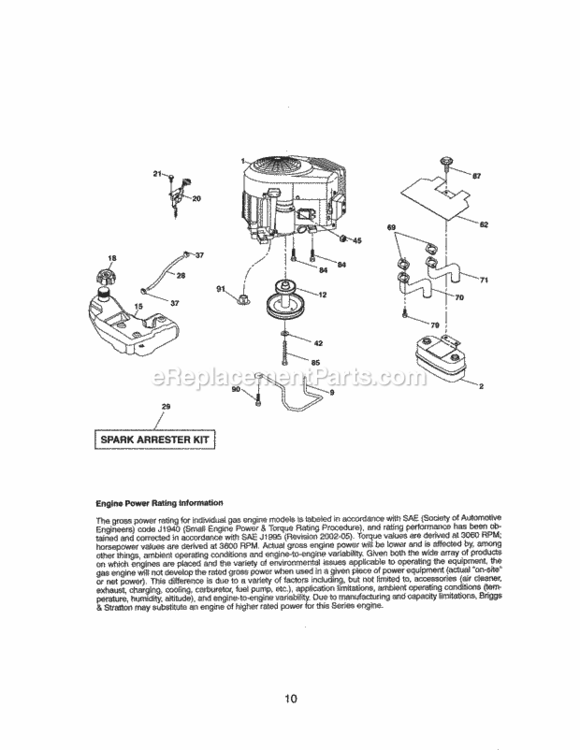 Page D Diagram and Parts List for  Craftsman Lawn Tractor