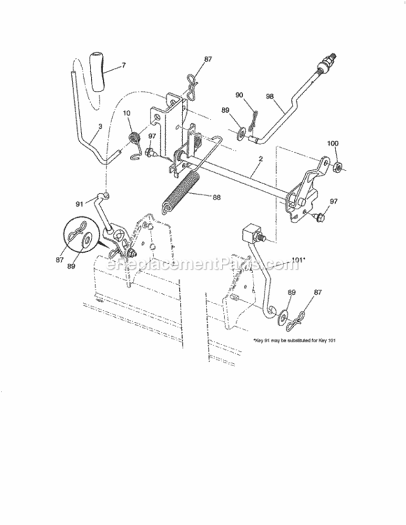 Page H Diagram and Parts List for  Craftsman Lawn Tractor