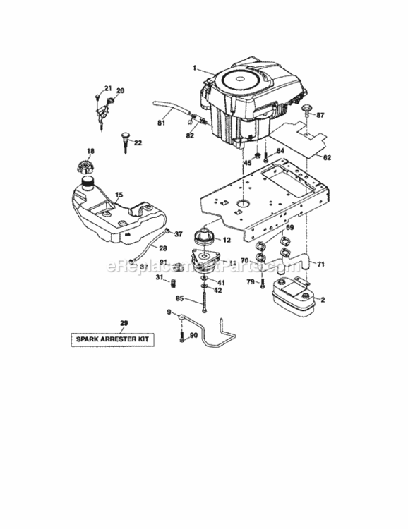 Page E Diagram and Parts List for  Craftsman Lawn Tractor