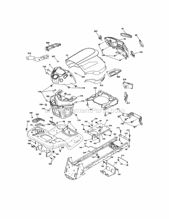 Page B Diagram and Parts List for  Craftsman Lawn Tractor