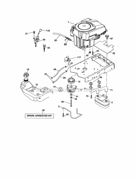 Page D Diagram and Parts List for  Craftsman Lawn Tractor