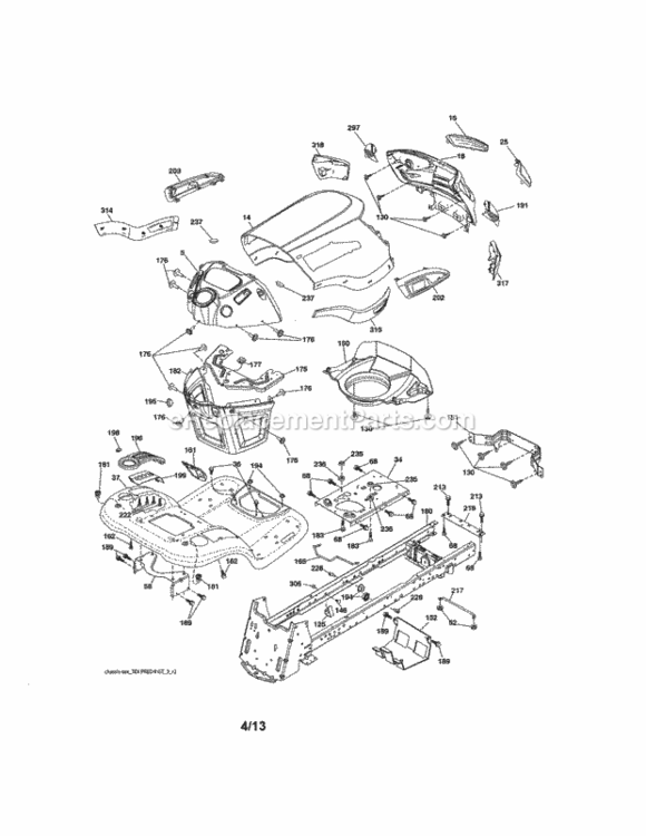 Page B Diagram and Parts List for  Craftsman Lawn Tractor