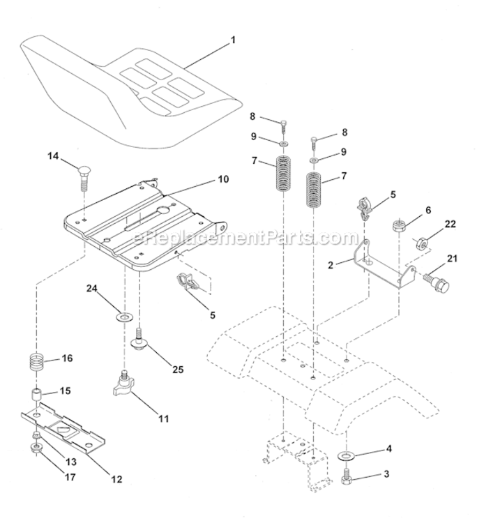 Seat Diagram and Parts List for  Craftsman Lawn Tractor