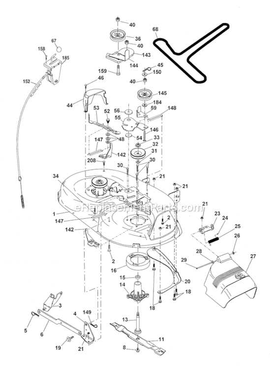 Mower_Deck Diagram and Parts List for  Craftsman Lawn Tractor