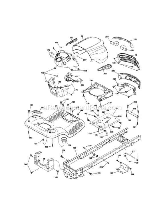 Page B Diagram and Parts List for  Craftsman Lawn Tractor