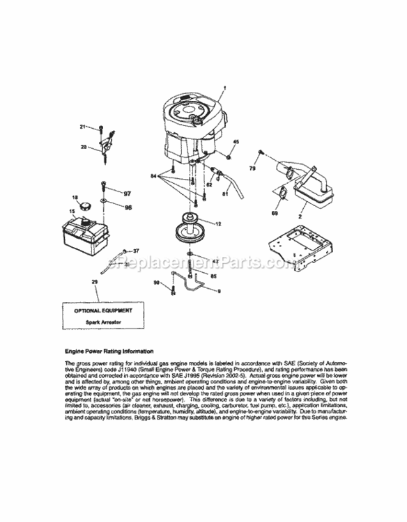 Page D Diagram and Parts List for  Craftsman Lawn Tractor
