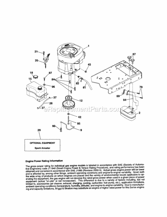 Page D Diagram and Parts List for  Craftsman Lawn Tractor