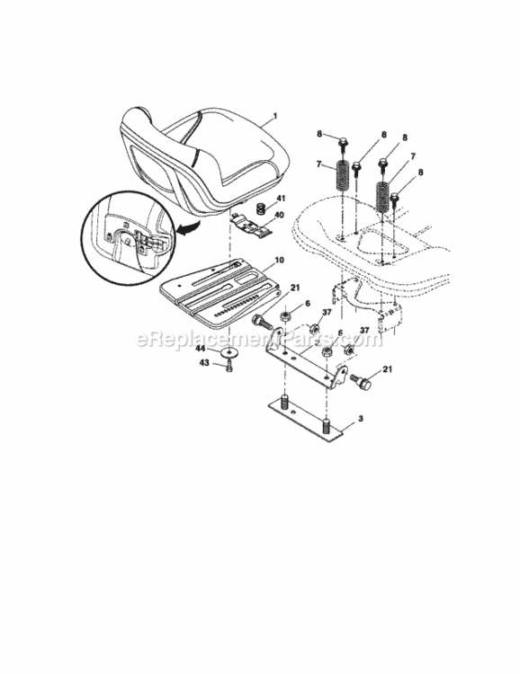 Page F Diagram and Parts List for  Craftsman Lawn Tractor