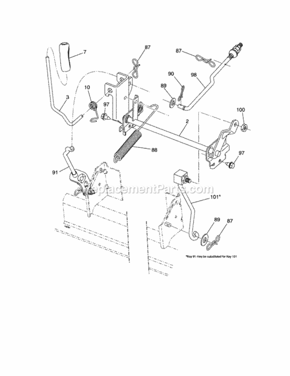 Page J Diagram and Parts List for  Craftsman Lawn Tractor