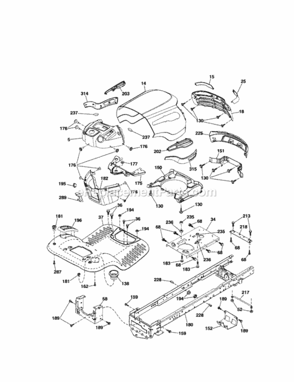 Page B Diagram and Parts List for  Craftsman Lawn Tractor