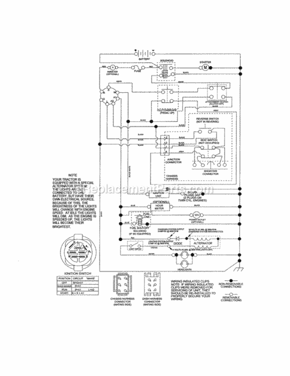 Page K Diagram and Parts List for  Craftsman Lawn Tractor