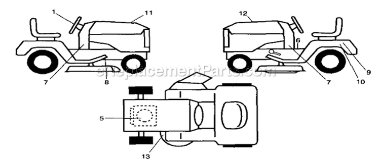 Decals Diagram and Parts List for  Craftsman Lawn Tractor