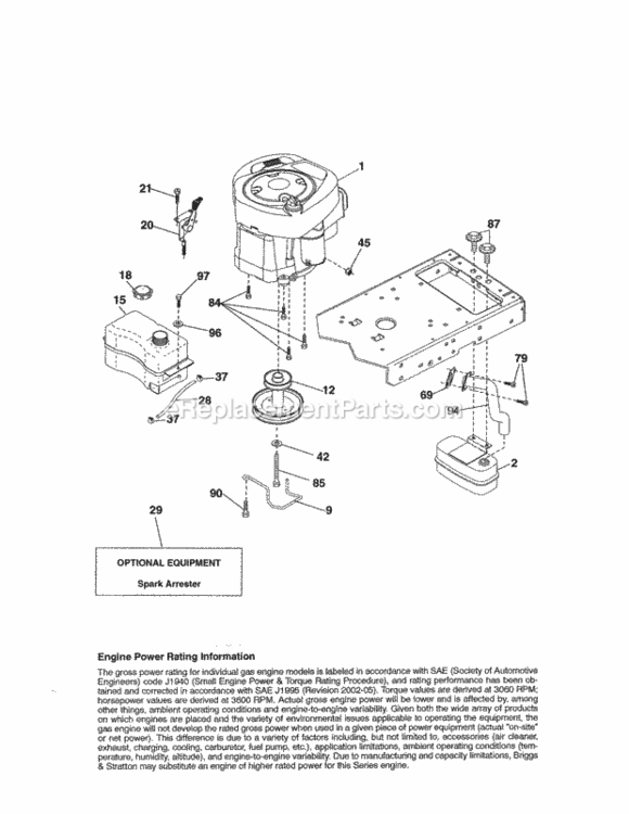 Page D Diagram and Parts List for  Craftsman Lawn Tractor