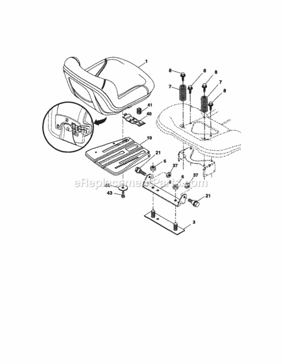 Page F Diagram and Parts List for  Craftsman Lawn Tractor