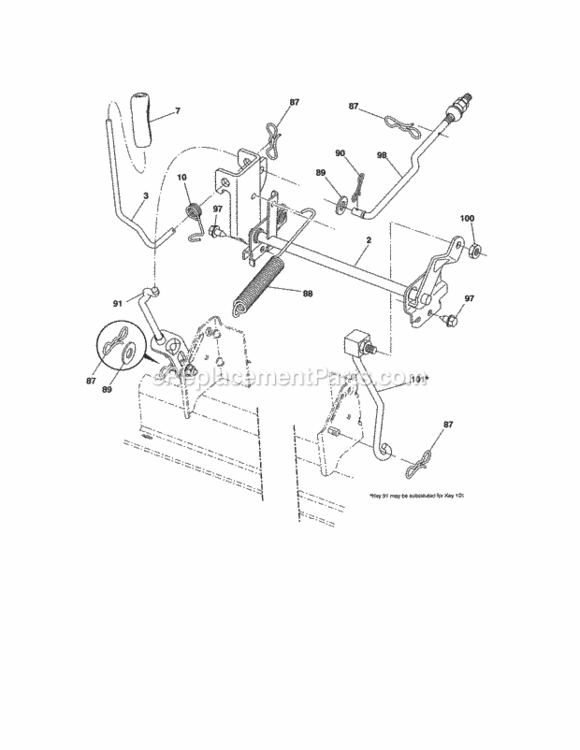 Page J Diagram and Parts List for  Craftsman Lawn Tractor