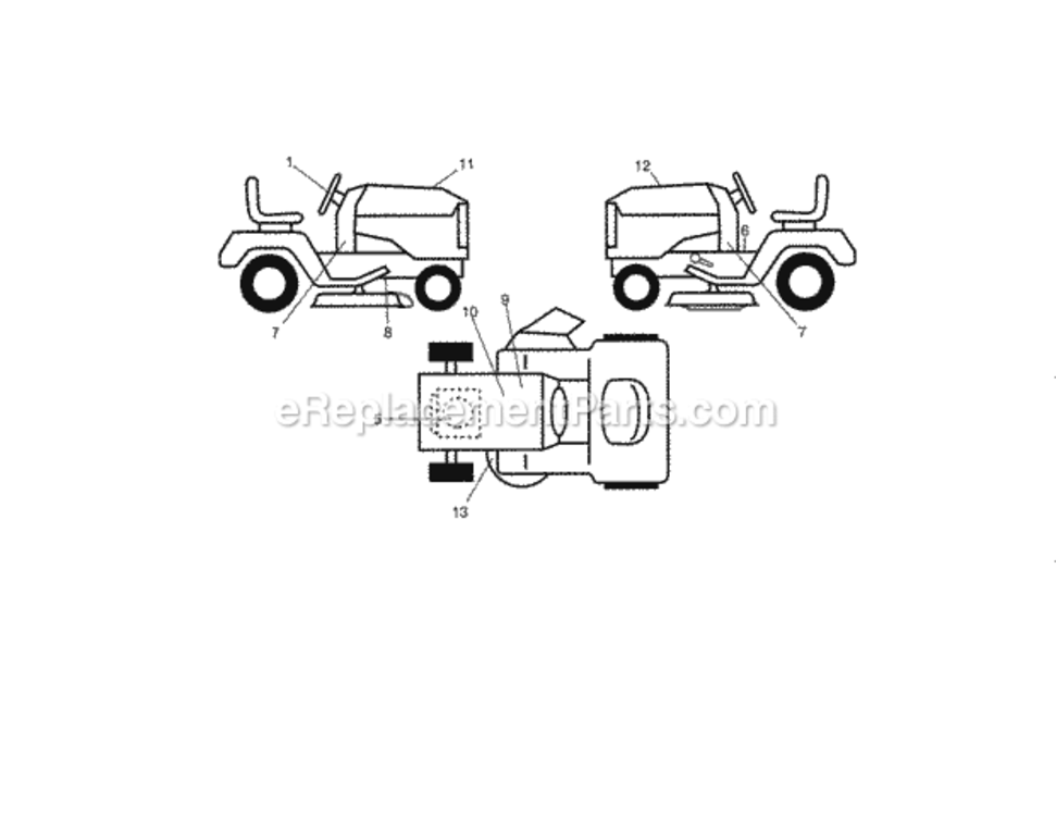 Page H Diagram and Parts List for  Craftsman Lawn Tractor