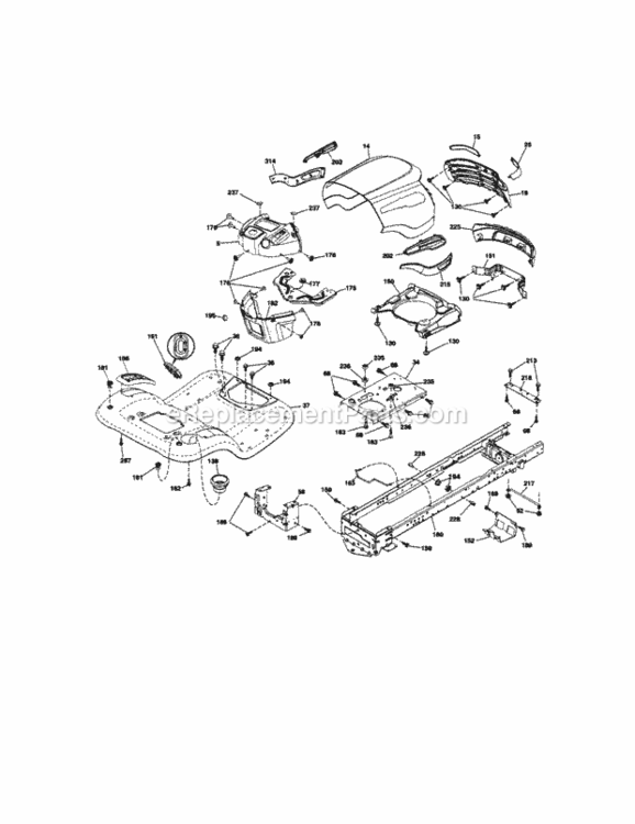 Page B Diagram and Parts List for  Craftsman Lawn Tractor