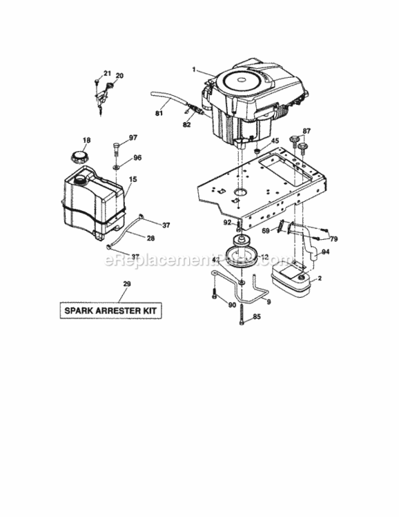 Page D Diagram and Parts List for  Craftsman Lawn Tractor