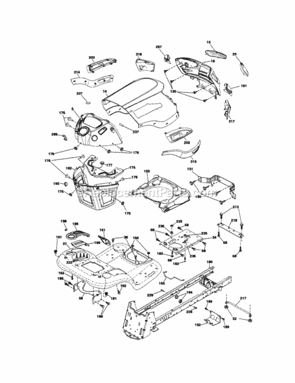 Page B Diagram and Parts List for  Craftsman Lawn Tractor